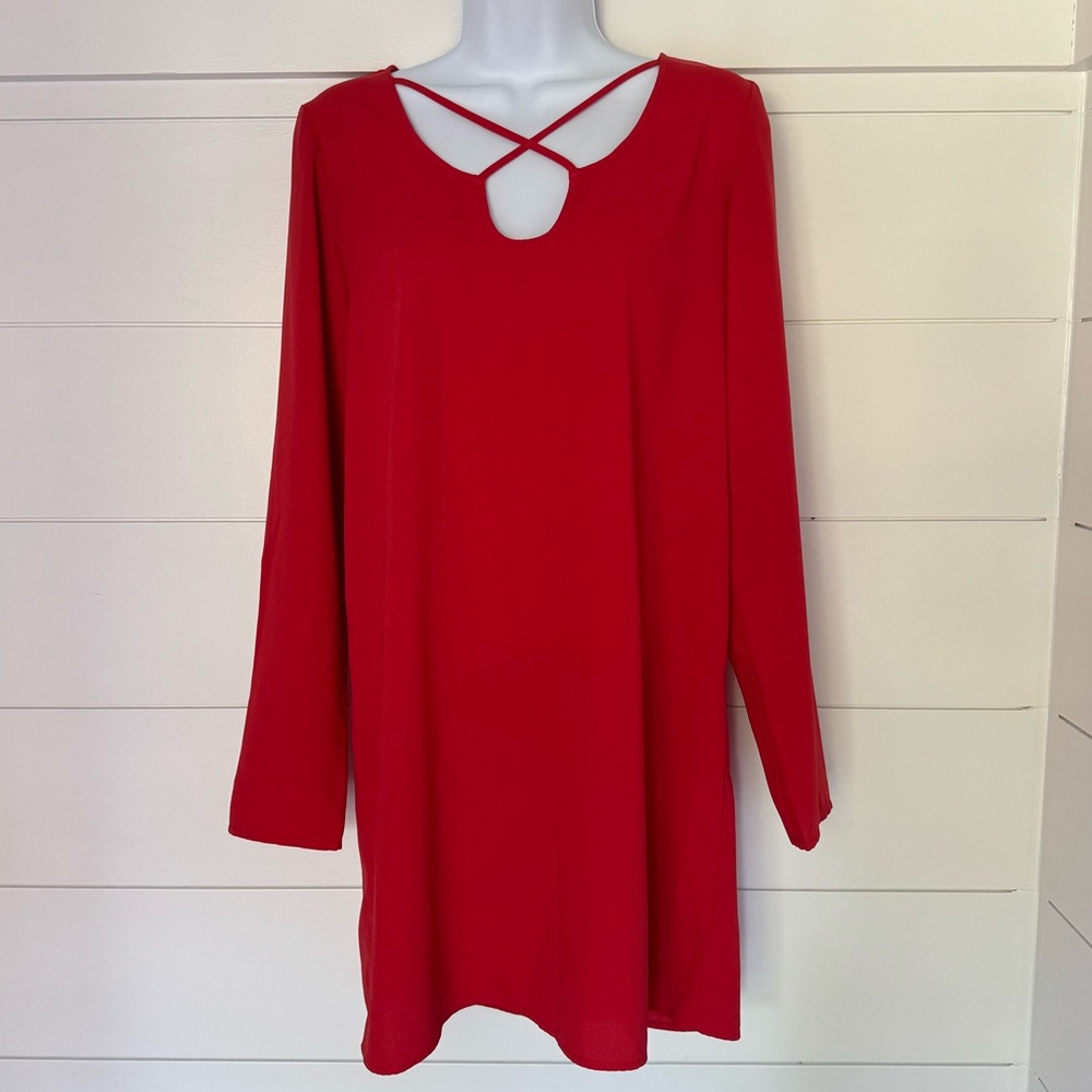 Leith Red Long Sleeve Dress, Women’s S